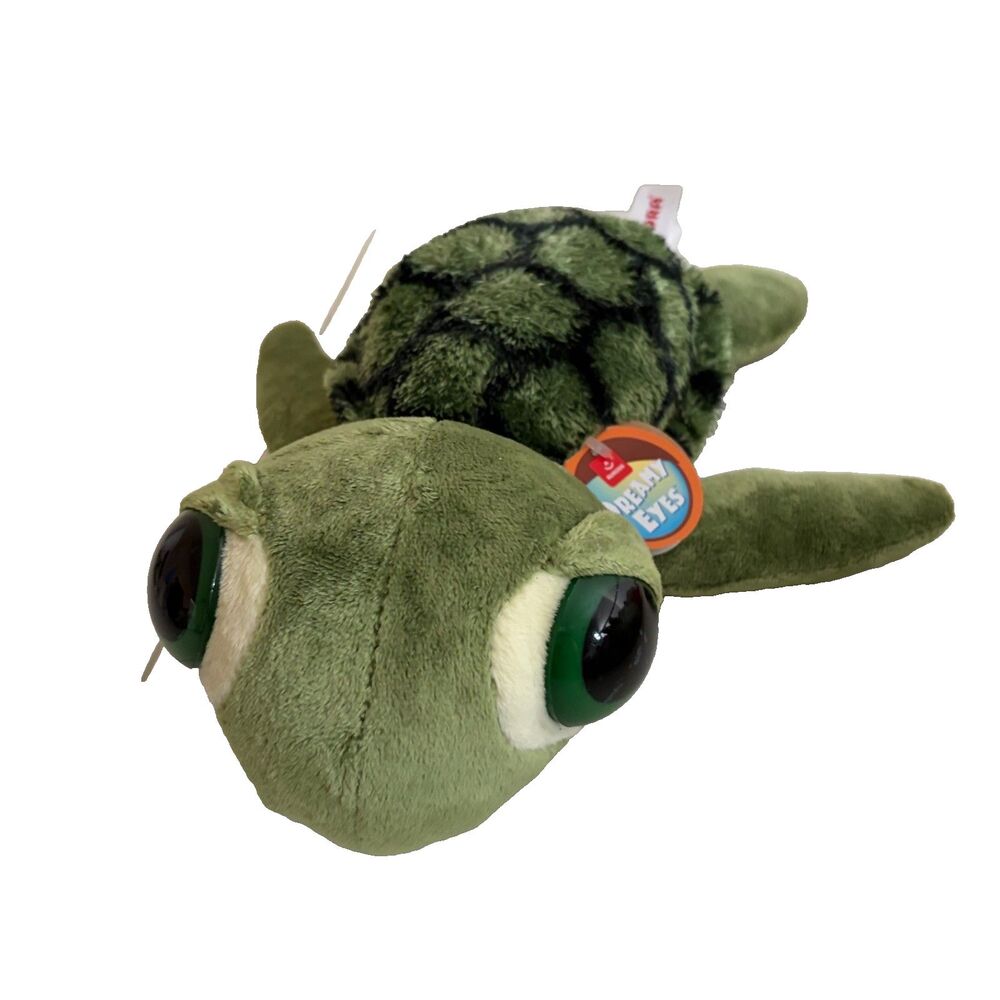 Aurora Dreamy Eyes Turtle Plush Bean Bag 9" Green Stuffed Animal NWT